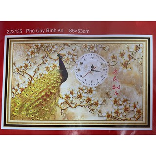 Tranh thêu đồng hồ phú quý cát tường 223135
