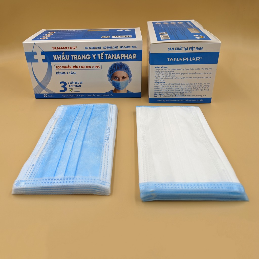 Khẩu trang y tế Tanaphar 3 lớp - Hộp 50 chiếc
