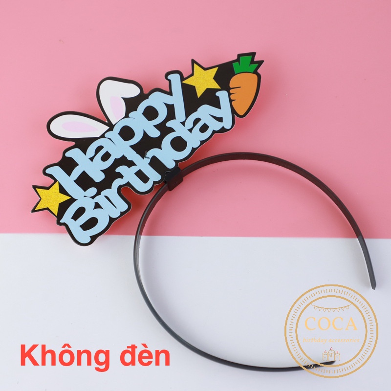 Cài tóc Happy Birthday hình tai thỏ có đèn dùng cho sinh nhật