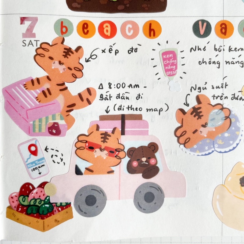 Bonghoanho_studio | Sticker | Nhãn dán chủ đề Hổ con chuẩn bị đi du lịch