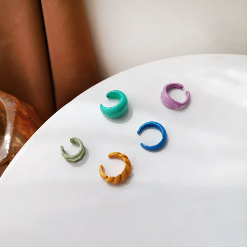 Bông tai chữ C màu sắc ngọt ngào phong cách Hàn Quốc F272