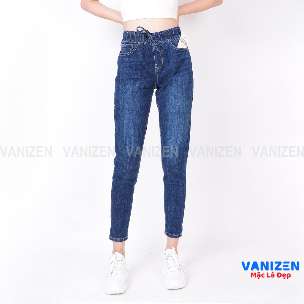 Quần jean nữ ống rộng baggy đẹp lưng cao cạp chun trơn hàng hiệu cao cấp mã 321 VANIZEN