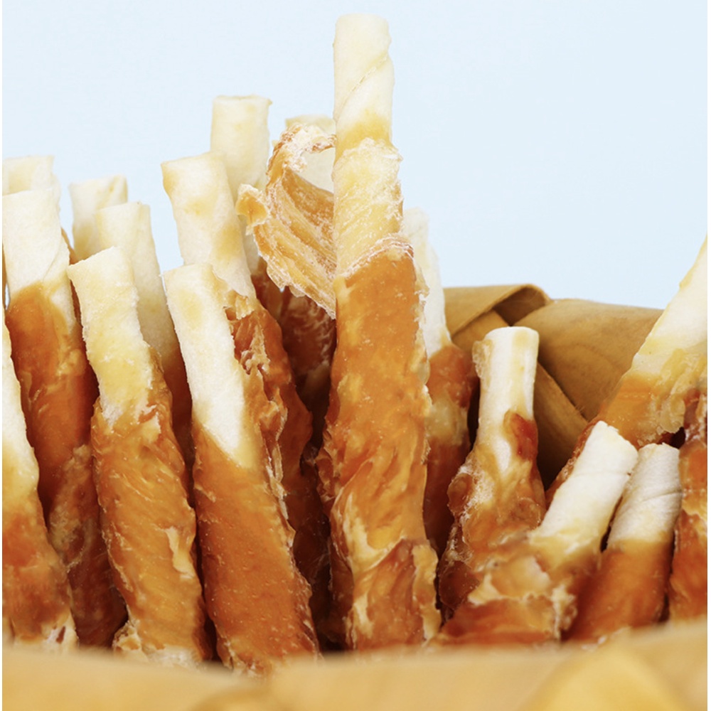 Que gặm cho chó cuộn thịt gà The pet hộp 500g, snack cún sạch răng, thơm miệng Con Mèo Xiêm