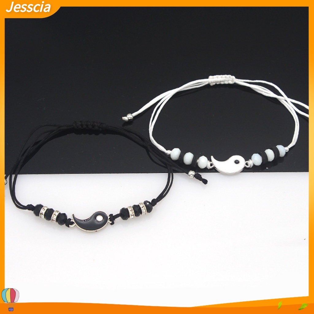 Jessica| Set 2 Vòng Tay Hợp Kim Không Phai Màu Chống Rỉ Sét Có Thể Điều Chỉnh Cho Cặp Đôi