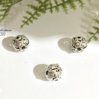 Charm cầu bạc khắc hoa các cỡ