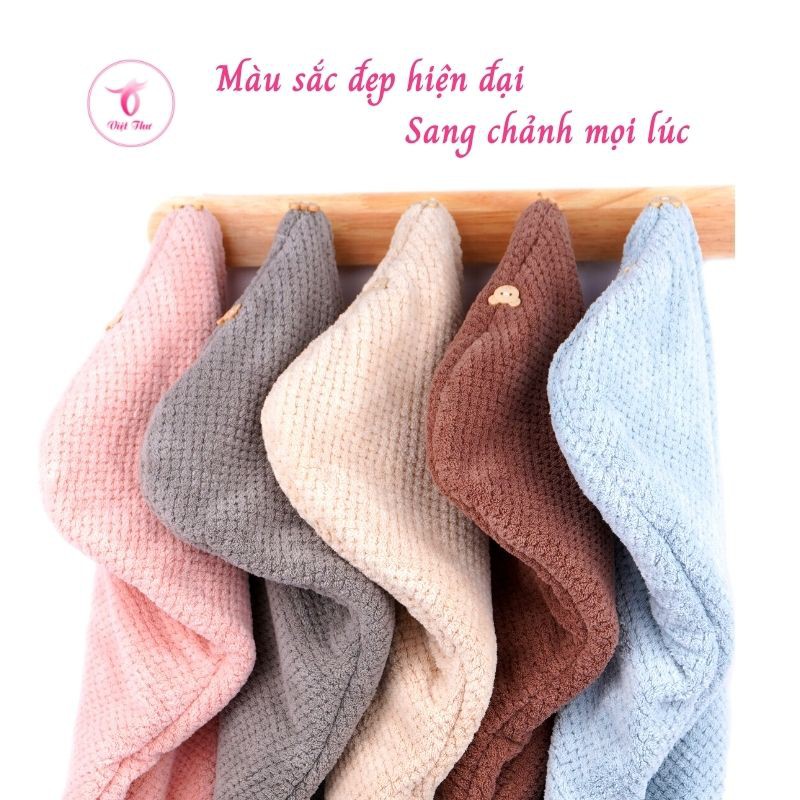 Khăn ủ tóc nhanh khô VIỆT THƯ, khăn quấn tóc MICROFIBER 2 lớp siêu dày, siêu mềm, siêu thấm, 25x65cm, 160gr