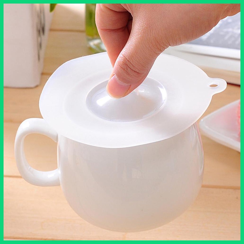 Nắp Đậy Cốc Nước Nóng/Lạnh Bằng Silicon Trong Suốt Chịu Nhiệt Có Nắp Đậy Kín Khí