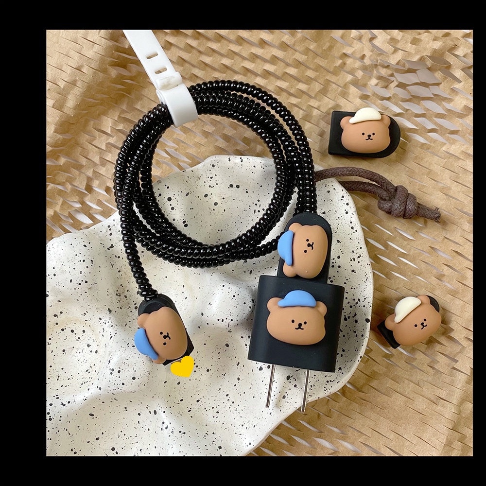 Vỏ Bọc Bảo Vệ Hộp Sạc / Pin i-phone 5w Hình Gấu Hoạt Hình Dễ Thương