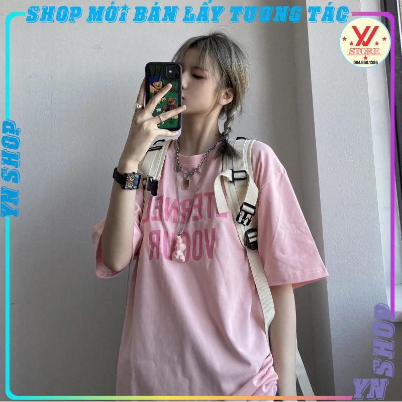 Áo thun tay lỡ form rộng  VOGUR, áo phông unisex màu  chất cotton 100% đl 240 gsm hồng cá tính JASHOP