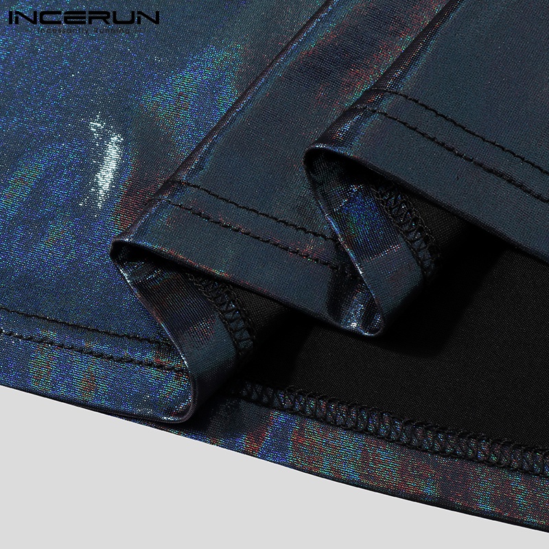 Áo thun INCERUN ngắn tay họa tiết phản quang nhiều màu thời trang mùa hè cho nam