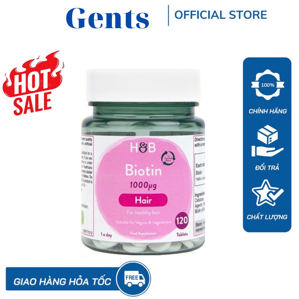 [Mẫu mới] Viên uống Biotin H&amp;B hỗ trợ mọc tóc- Dưỡng tóc dày và dài GentsOfficialStore