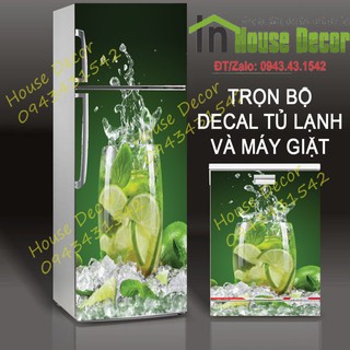 Tranh dán tủ lạnh cốc nước chanh