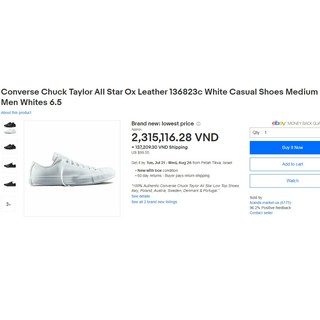 Giày Converse White da Chính hãng mới 100% full box