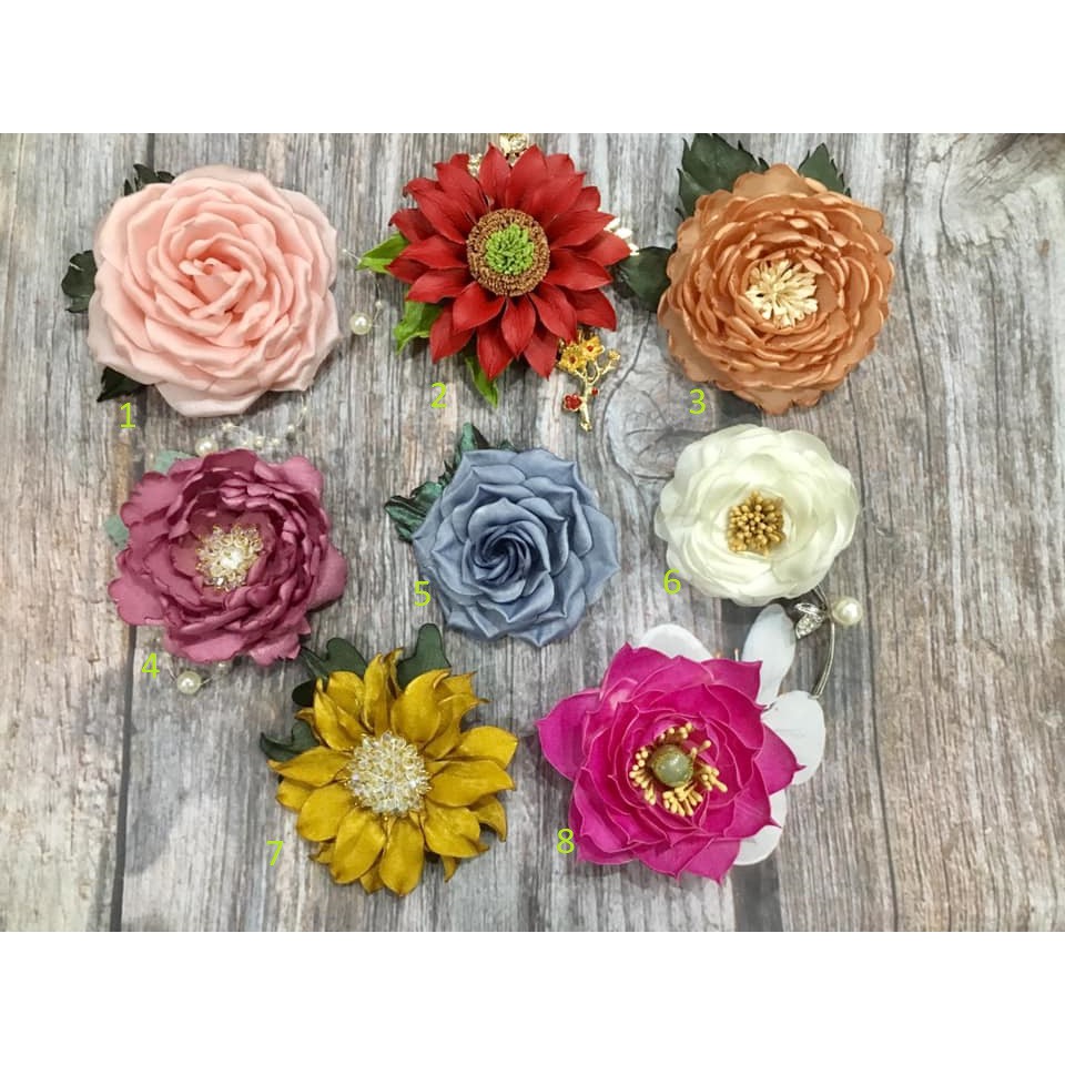 Hoa cài áo nhiều mẫu/ Hoa cài áo đính đá/ Cài áo công sở/ Hoa cài áo handmade/Phụ kiện cho váy