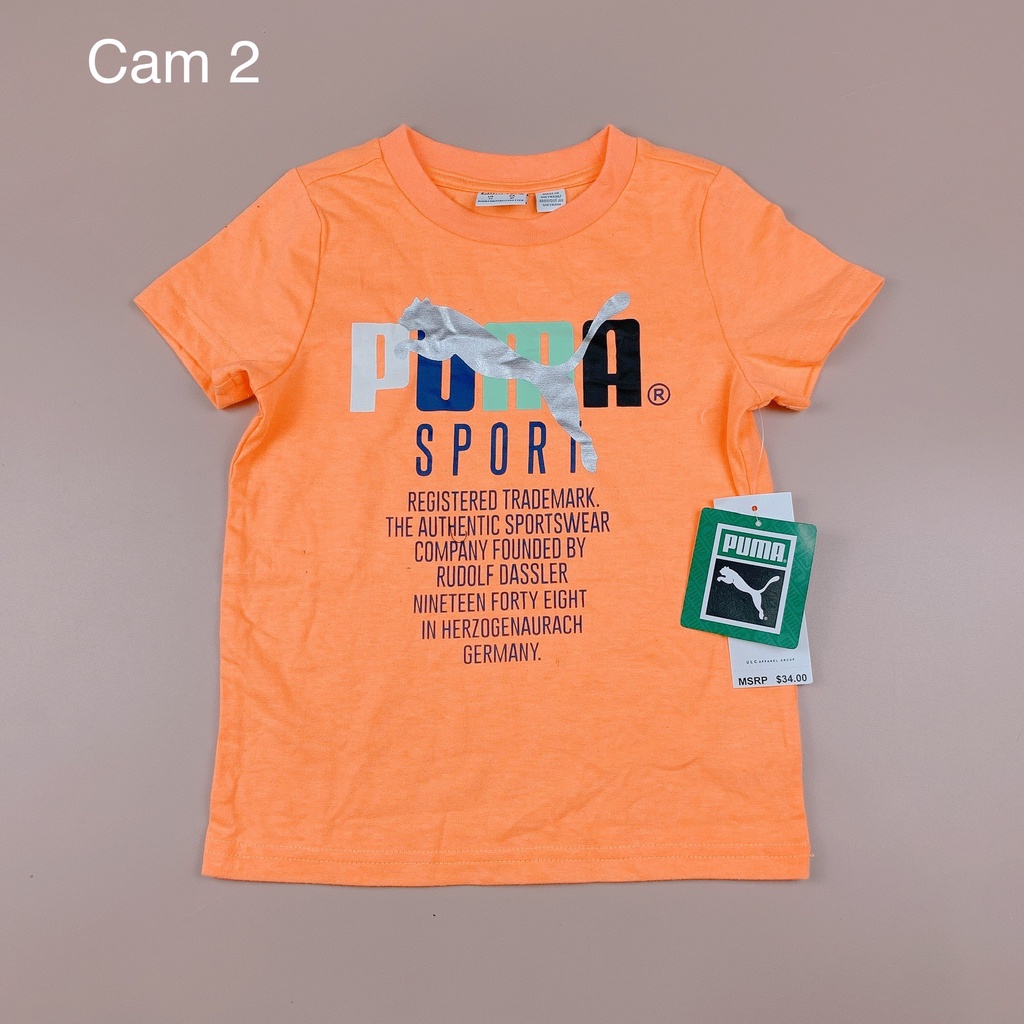 Áo cotton Puma màu cam bé trai 3m-7y