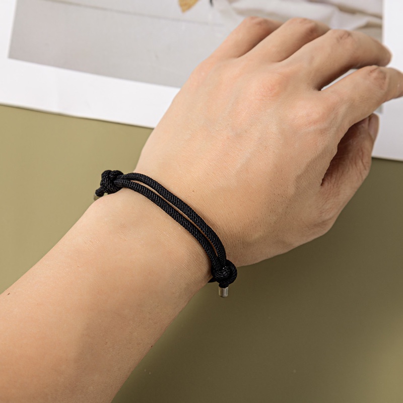 Set 2 Vòng Tay Dây Bện Mặt Kim Loại Hình Trái Tim Cho Cặp Đôi