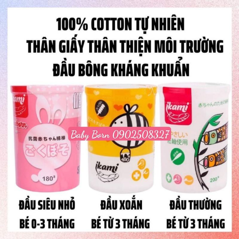 Tăm bông thân giấy IKAMI, công nghệ kháng khuẩn Nhật Bản chuyên dụng dành cho trẻ sơ sinh