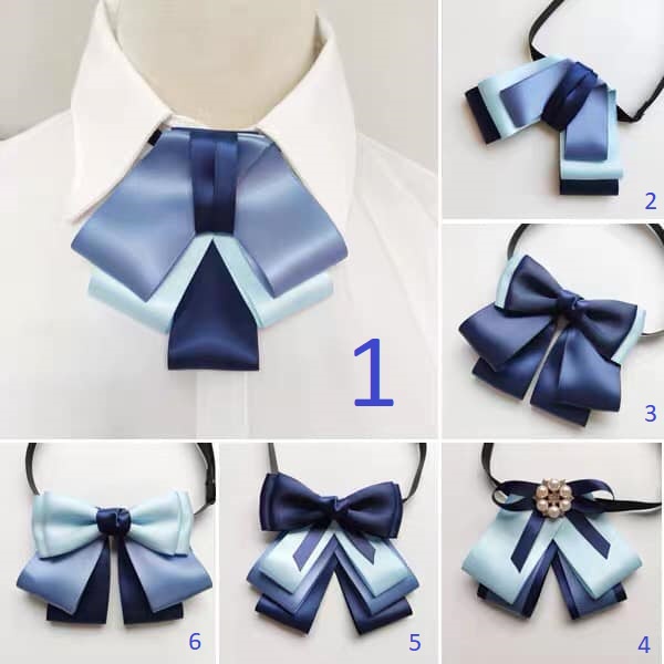 Nơ cổ áo xanh dương các loại - nơ cổ áo sơ mi đồng phục - đồng phục nhân viên lễ tân