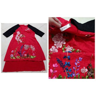 Đầm thêu hoa ruy băng sz XL 100.150