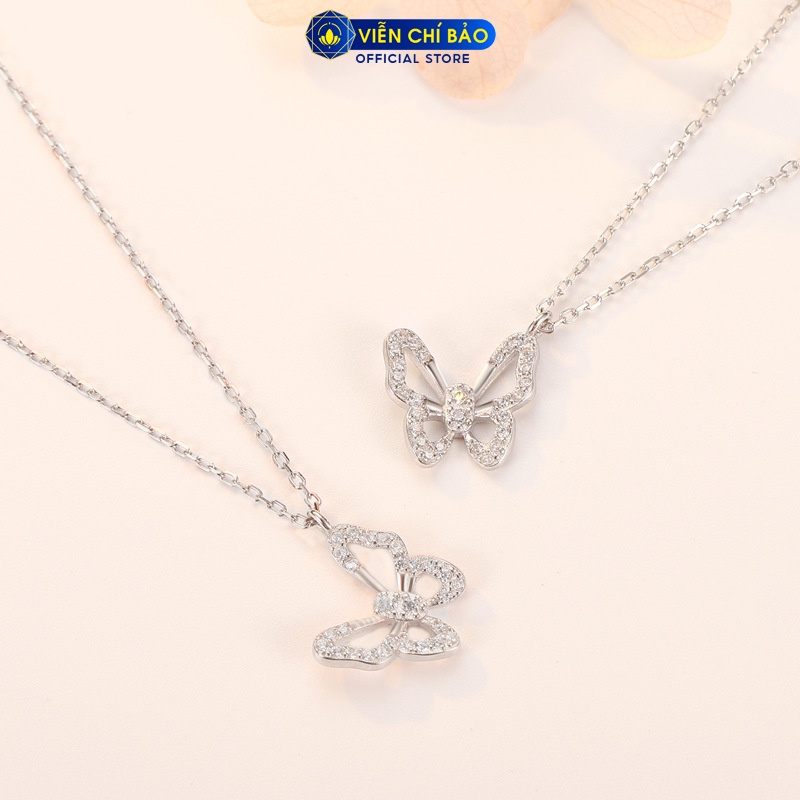 Dây chuyền bạc nữ Hồ điệp đính đá chất liệu bạc 925 thời trang phụ kiện trang sức nữ Viễn Chí Bảo D400370