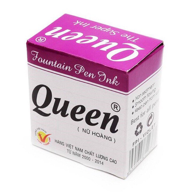 Mực viết bút máy Queen tím - xanh - đen