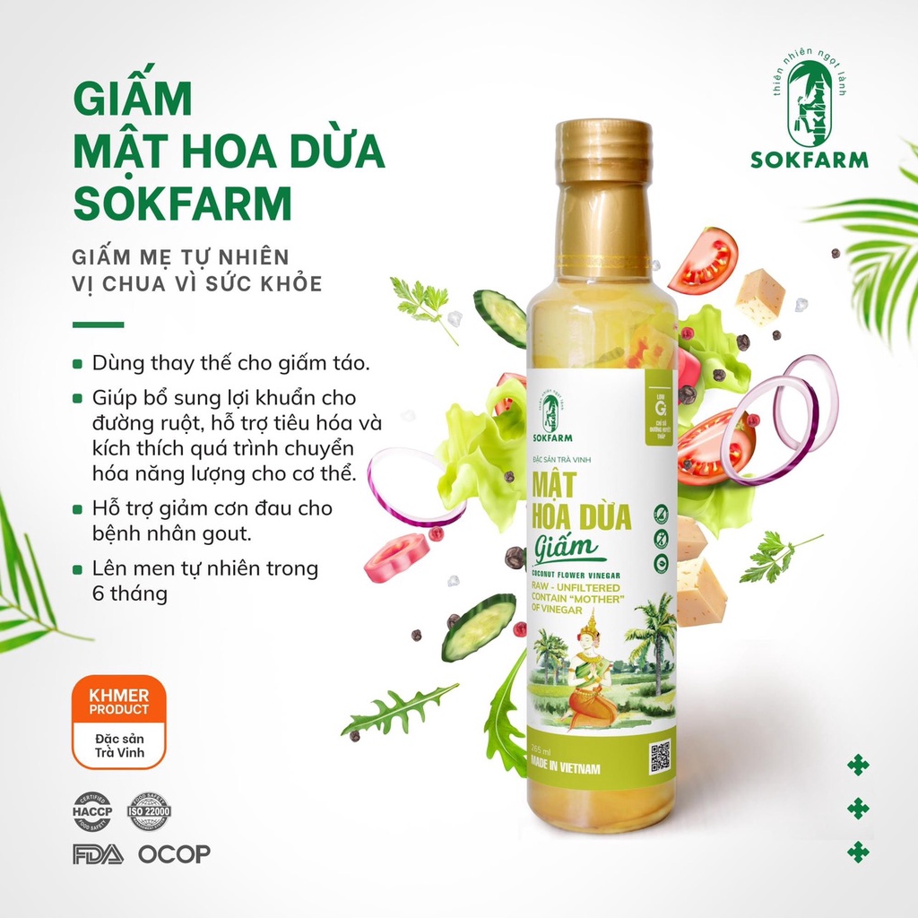 Giấm mật hoa dừa Sokfarm 265ml