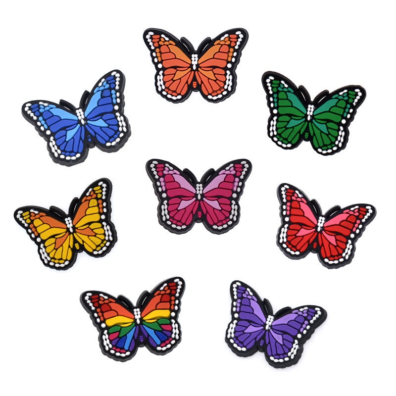con bướm đầy màu sắc PVC phụ kiện dép Crocs charm DIY khóa giày crocs jibbitz crocs trang trí lỗ giày phụ kiện giày dép crocs nút trang trí giày trẻ em Dép Sandal Đồ trang sức Quà tặng sáng tạo món quà đặc biệt