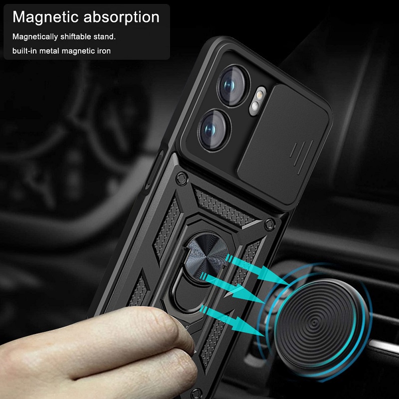 Ốp Điện Thoại Kiểu Giáp Chống Sốc Kèm Giá Đỡ Nhẫn Sang Trọng Cho OPPO A57 A77 5G A96 A77s A76 A55 A54 2022 4G