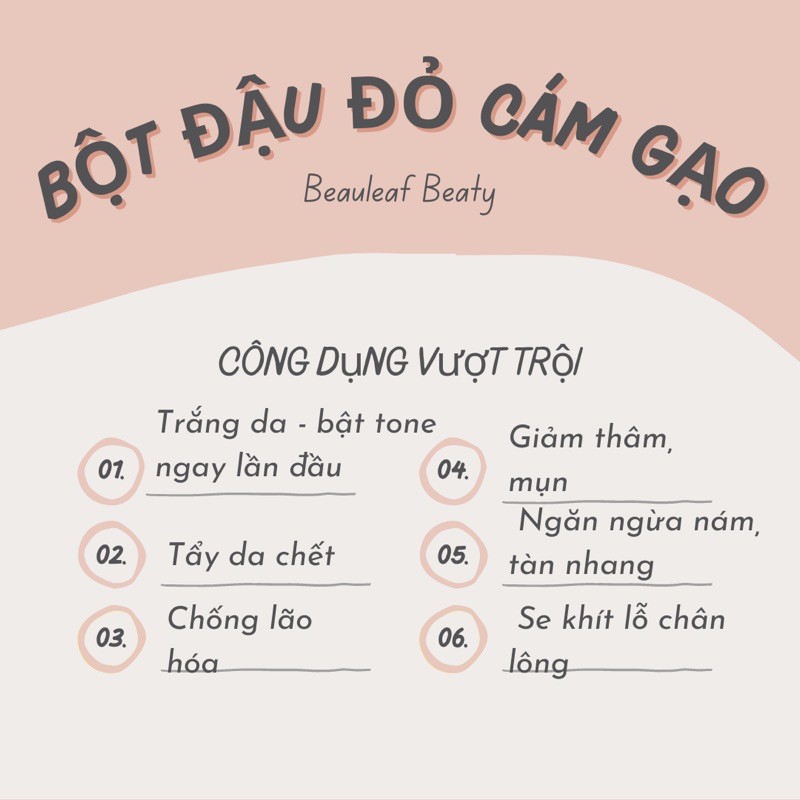 100gr bột đậu đỏ cám gạo nguyên chất trắng da cực đỉnh