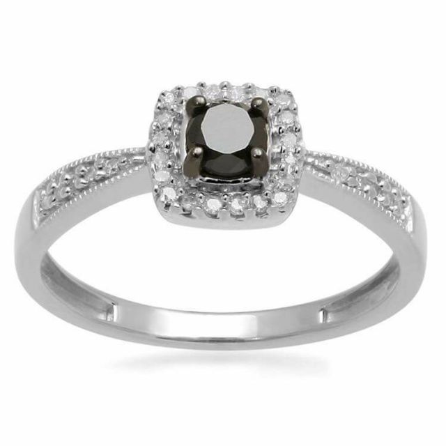 Nhẫn kim cương đen Bạc