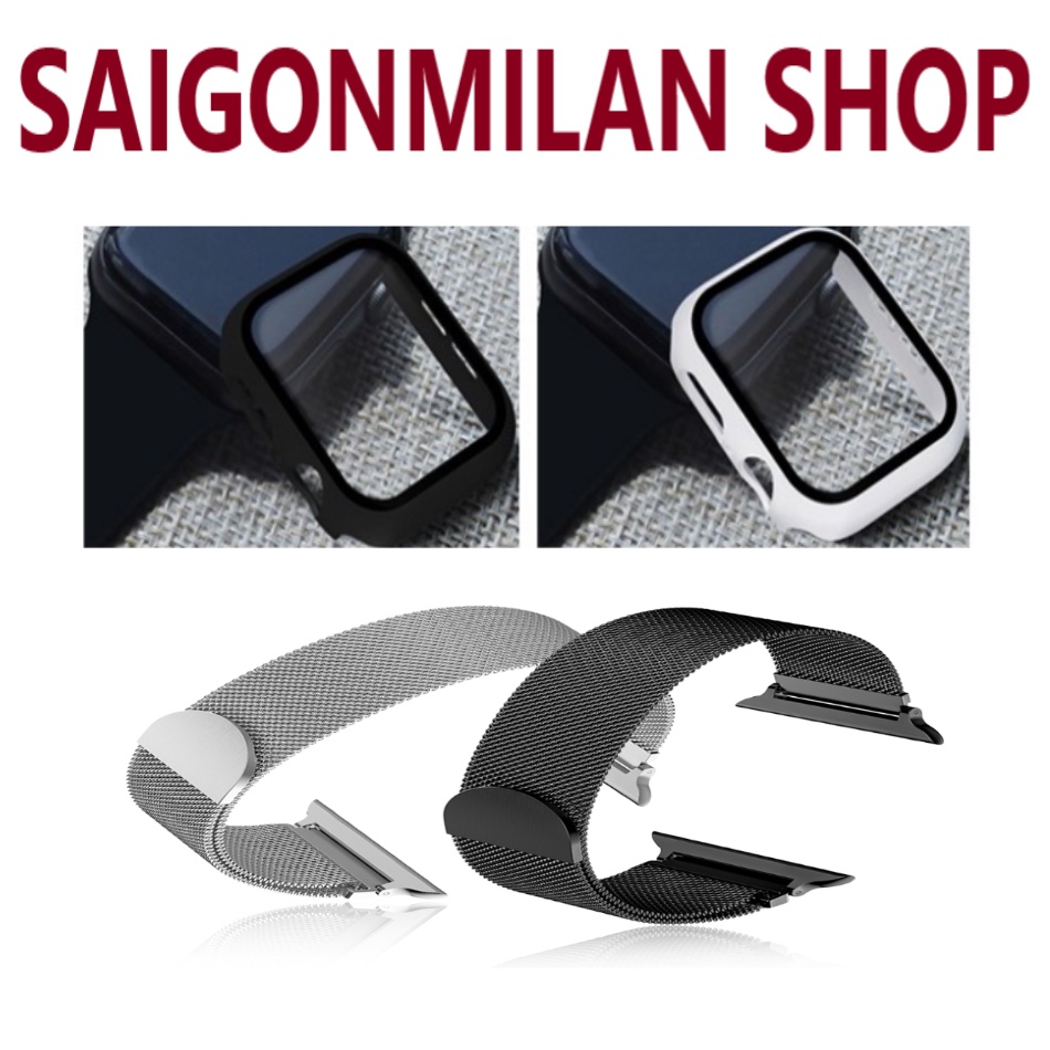 Ốp Kính Cường Lực Cho Đồng Hồ Thông Minh Apple Watch VS Dây Đeo Thép Series 7/6/5/SE/4/3/2/1 Size 38-40-41-42-44-45mm
