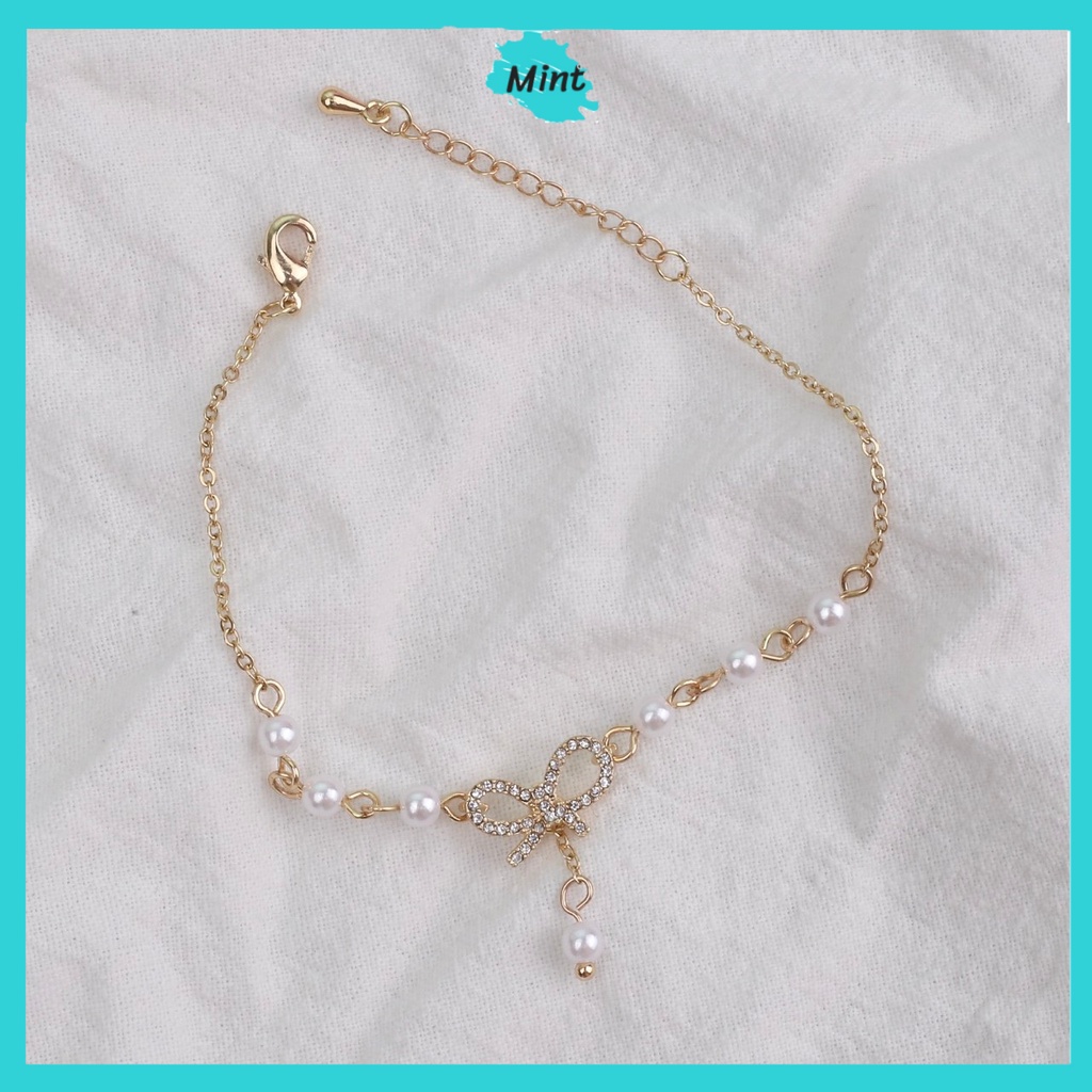 Vòng Tay Ngọc Trai Nhân Tạo ❤️FREESHIP❤️ Lắc Tay Hình Nơ Đính Đá Xinh Đẹp Kiểu Nhẹ Nhàng Thanh Lịch | BigBuy360 - bigbuy360.vn