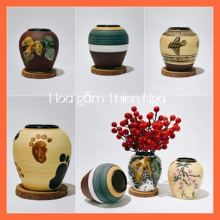 Lọ hoa gốm sứ men khô - Bát Tràng - cao 10cm ( 6 màu men)