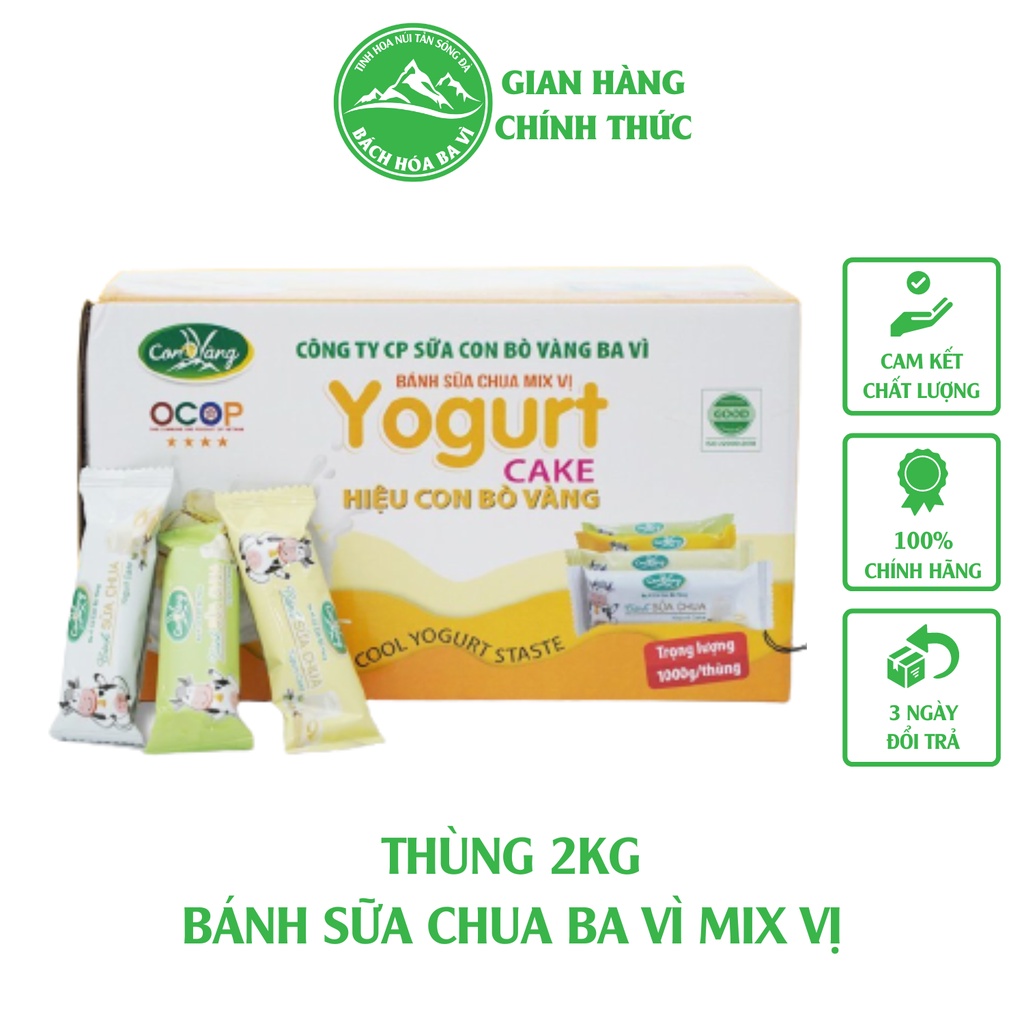Thùng 2kg Bánh Sữa Chua Giòn Mix Vị Ba Vì Con Bò Vàng