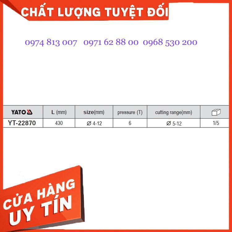 Kìm cắt thủy lực Ø4-12mm YATO YT-22870, Kềm Thủy Lực Cắt Sắt Tròn Ø4-12Mm Yato Yt-22870 Giá cực Rẻ