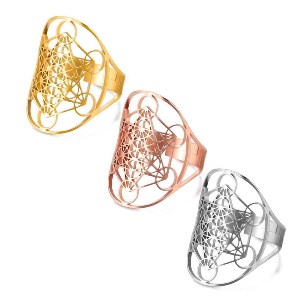 Nhẫn Đeo Tay Bằng Thép Không Gỉ Tông Màu Vàng Vnox Guardian Angel Metatron Cho Nữ