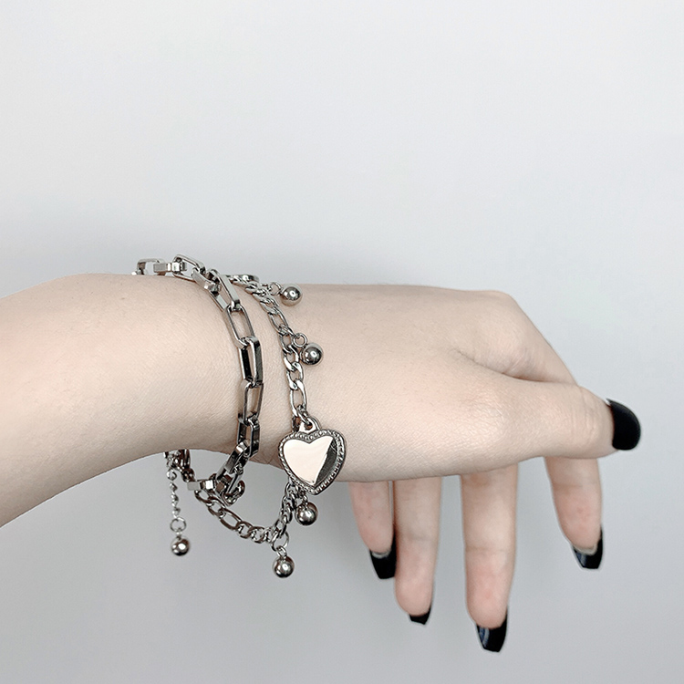 Vòng tay nhiều lớp mặt thánh giá và chuông đơn giản phong cách hip hop thời trang cho nam và nữ