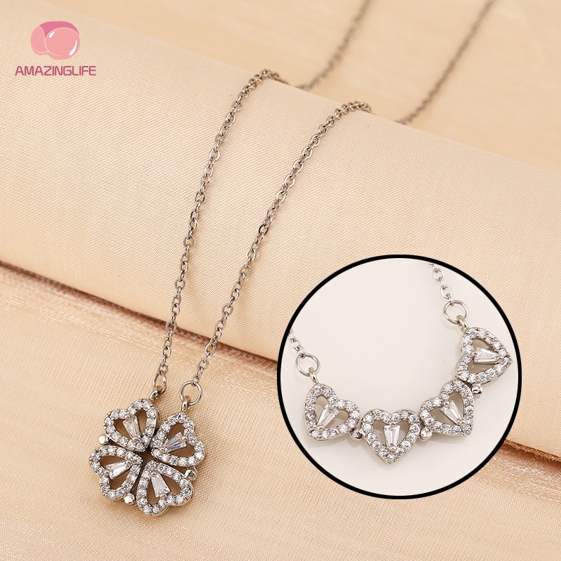 Vòng Cổ Choker 4 Trong 1 Mặt Trái Tim Phong Cách Retro Thời Trang Cho Nữ
