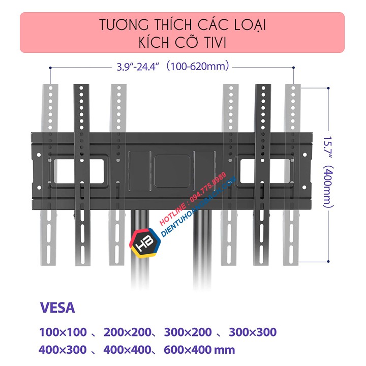 KỆ GIÁ TREO TIVI DI ĐỘNG HỘI NGHỊ NB AVA50 32 – 70 INCH - CỘT GIÁ TREO TIVI CÓ BÁNH XE ĐI CHUYỂN