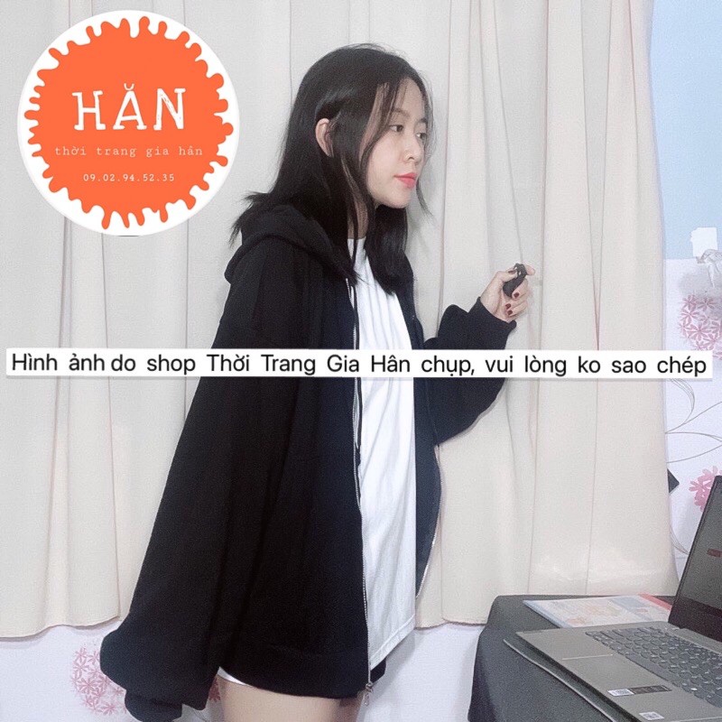 Áo Khoác Nữ Hoodie From Rộng Tay Phồng Vải Dày Dặn