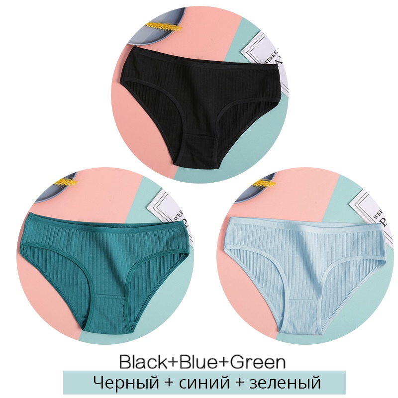 Set 3 Quần Lót Cotton Màu Sắc Đơn Giản Cho Nữ