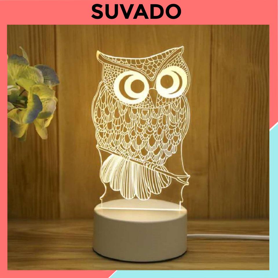 Đèn Ngủ 3D Led đẹp để bàn đầu giường thông minh hiện đại hình dễ thương derco phòng ngủ ngàn sao Lamp 3D SUVADO