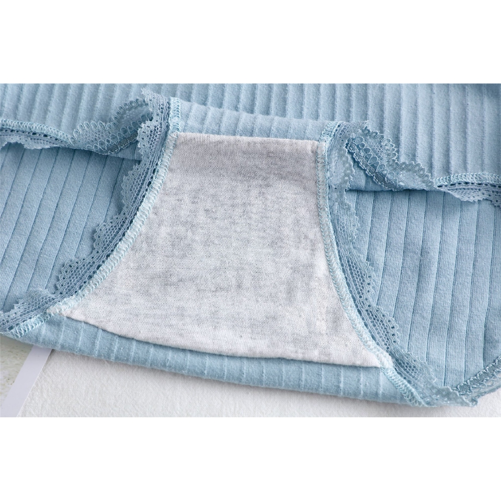Quần lót cotton sọc viền ren thoải mái dành cho nữ | BigBuy360 - bigbuy360.vn