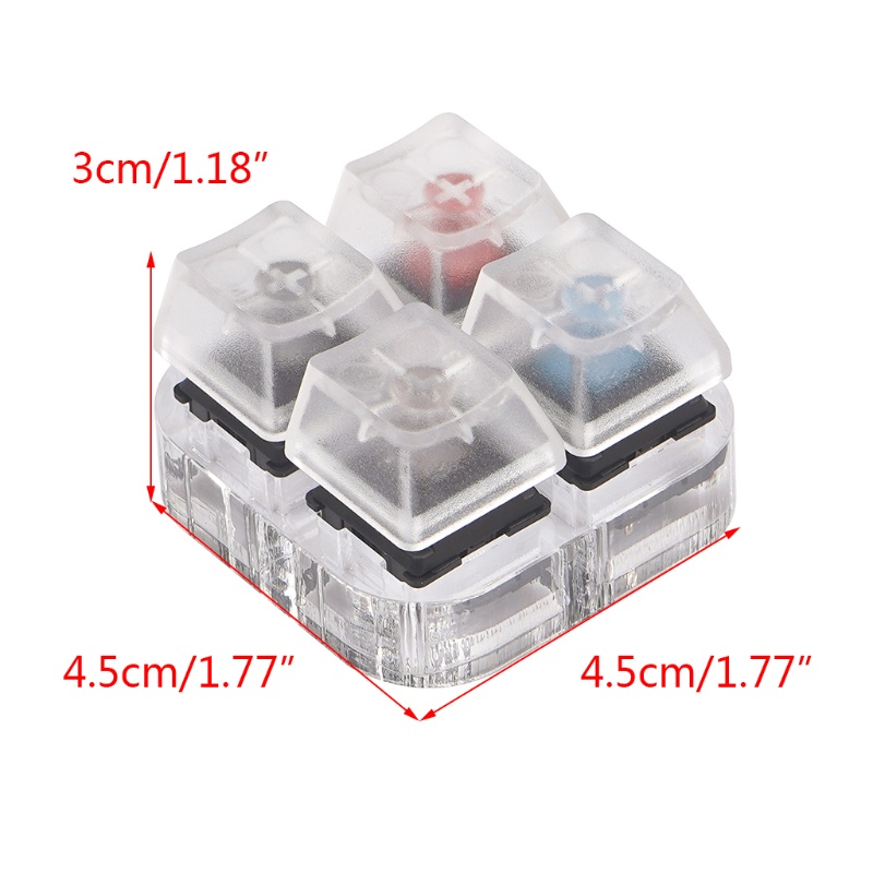 Bàn Phím Cơ 4 Phím Trong Mờ Màu Đỏ Đen Nâu Xanh Dương