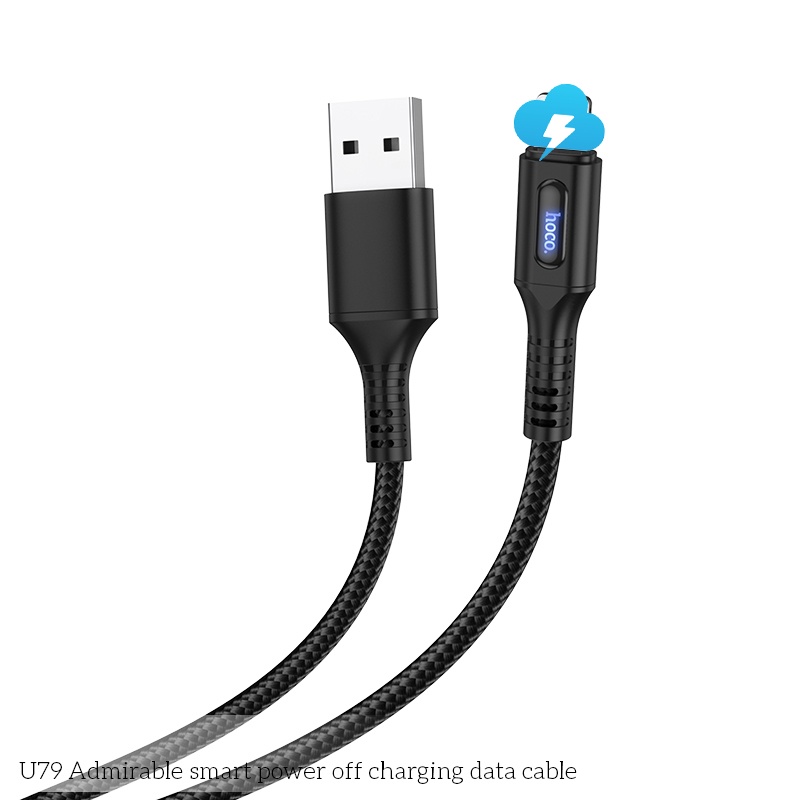 Dây sạc nhanh 2.4A Hoco U79 tự ngắt khi đầy pin, bọc dù,chống gãy