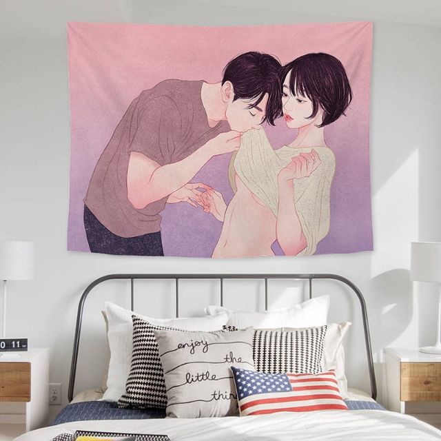 (SẴN - XỊN) Tranh vải Decor cặp đôi