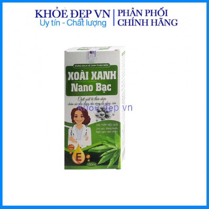 Dung dịch vệ xoài xanh nano bạc, làm sạch, kháng khuẩn, ngăn mùi, hỗ trợ giảm viêm nhiễm phụ khoa – Chai 150ml