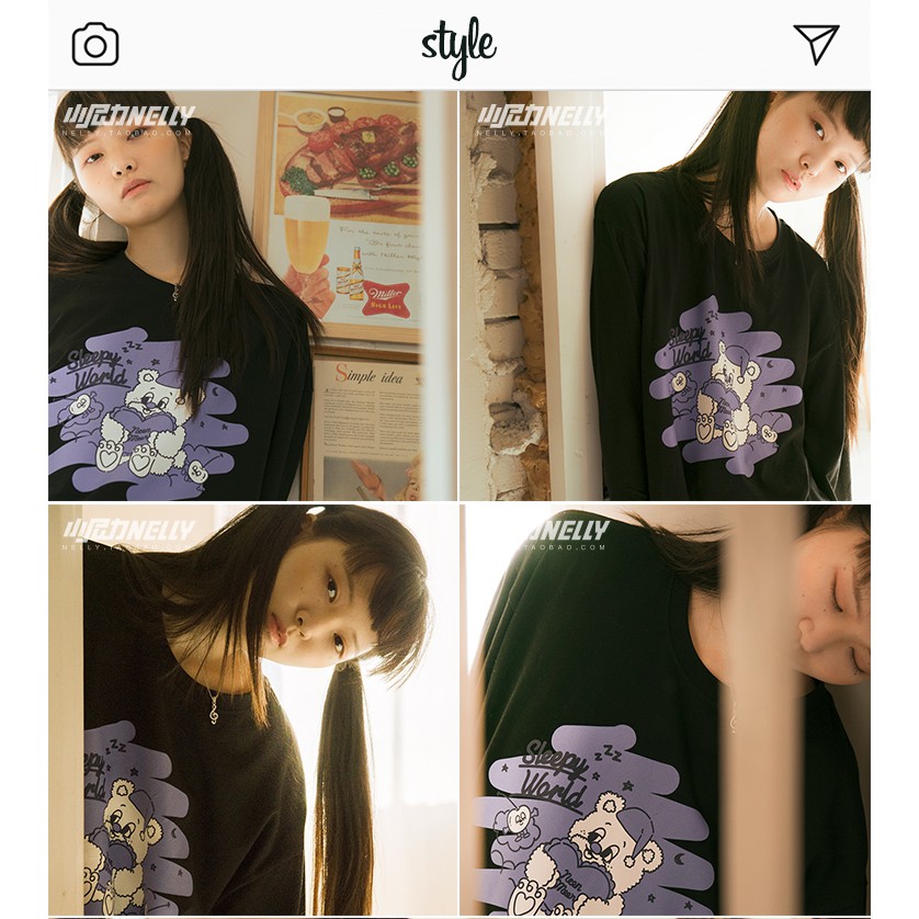 (CÓ SẴN) Aó thun dài tay Nelly : Mẫu SLEEPY WORLD | BigBuy360 - bigbuy360.vn