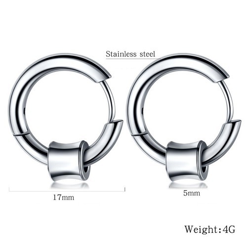 Bông Tai Nam KPOP Khoen Tròn Titan Không Đen TT 2270