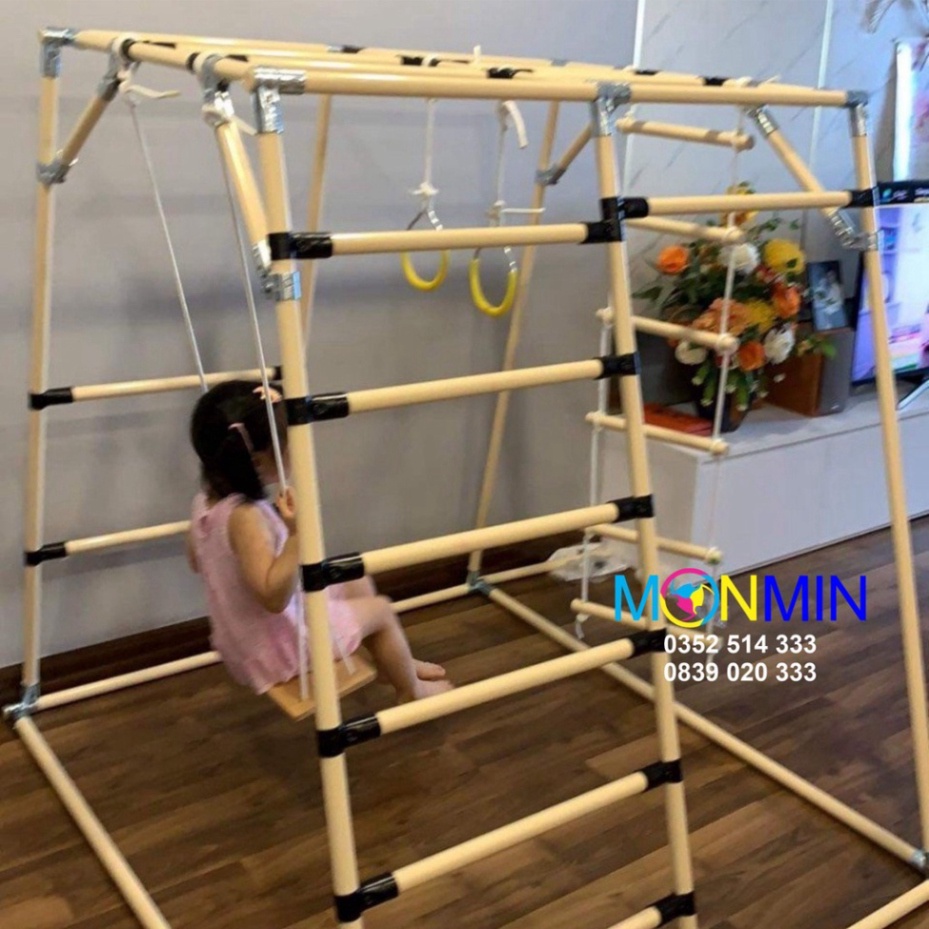 Phụ kiện ghế đu gỗ có dây - Xà đu đa năng Satech - Chưa bao gồm khung vận động cho bé